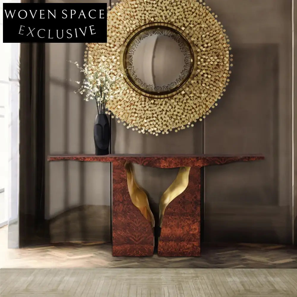 Modern Nordic T-Shape Black Metal Gold Console Table for Hallway Bedroom