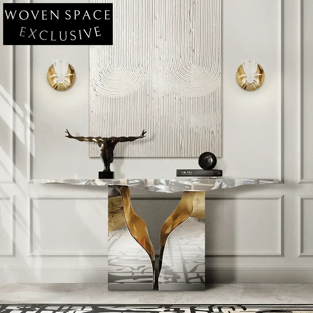 Modern Nordic T-Shape Black Metal Gold Console Table for Hallway Bedroom