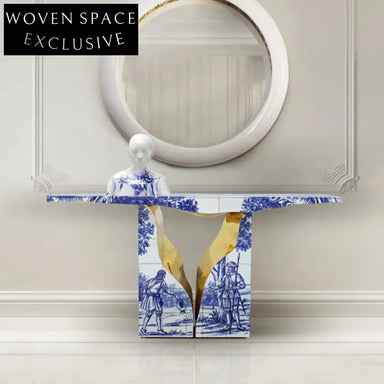 Modern Nordic T-Shape Black Metal Gold Console Table for Hallway Bedroom