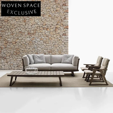 Modern Nordic Teak Wood Outdoor Patio Leisure Weatherproof Sofa Set