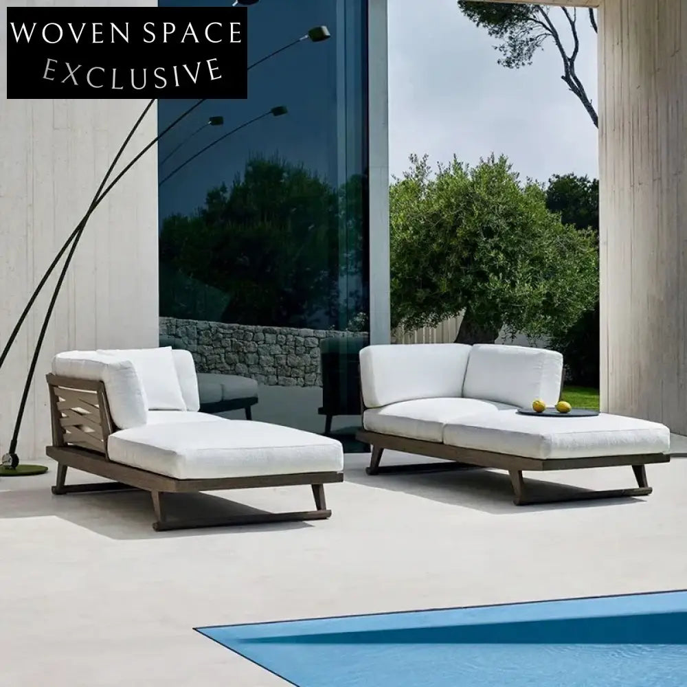 Modern Nordic Teak Wood Outdoor Patio Leisure Weatherproof Sofa Set