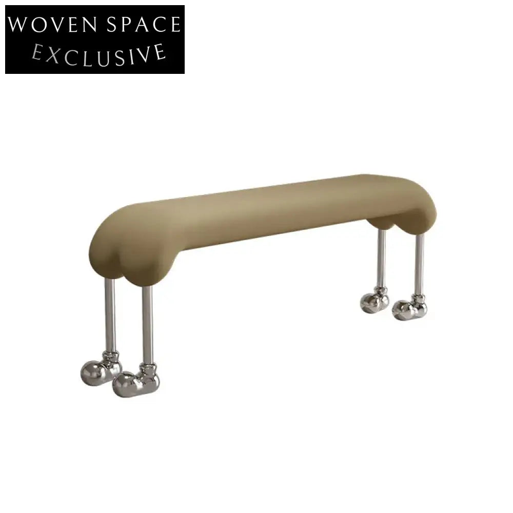 Modern Nordic Teddy Boucle Fabric Long Bench Ottoman with Metal Legs