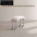 Modern Nordic Teddy Boucle Fabric Long Bench Ottoman with Metal Legs