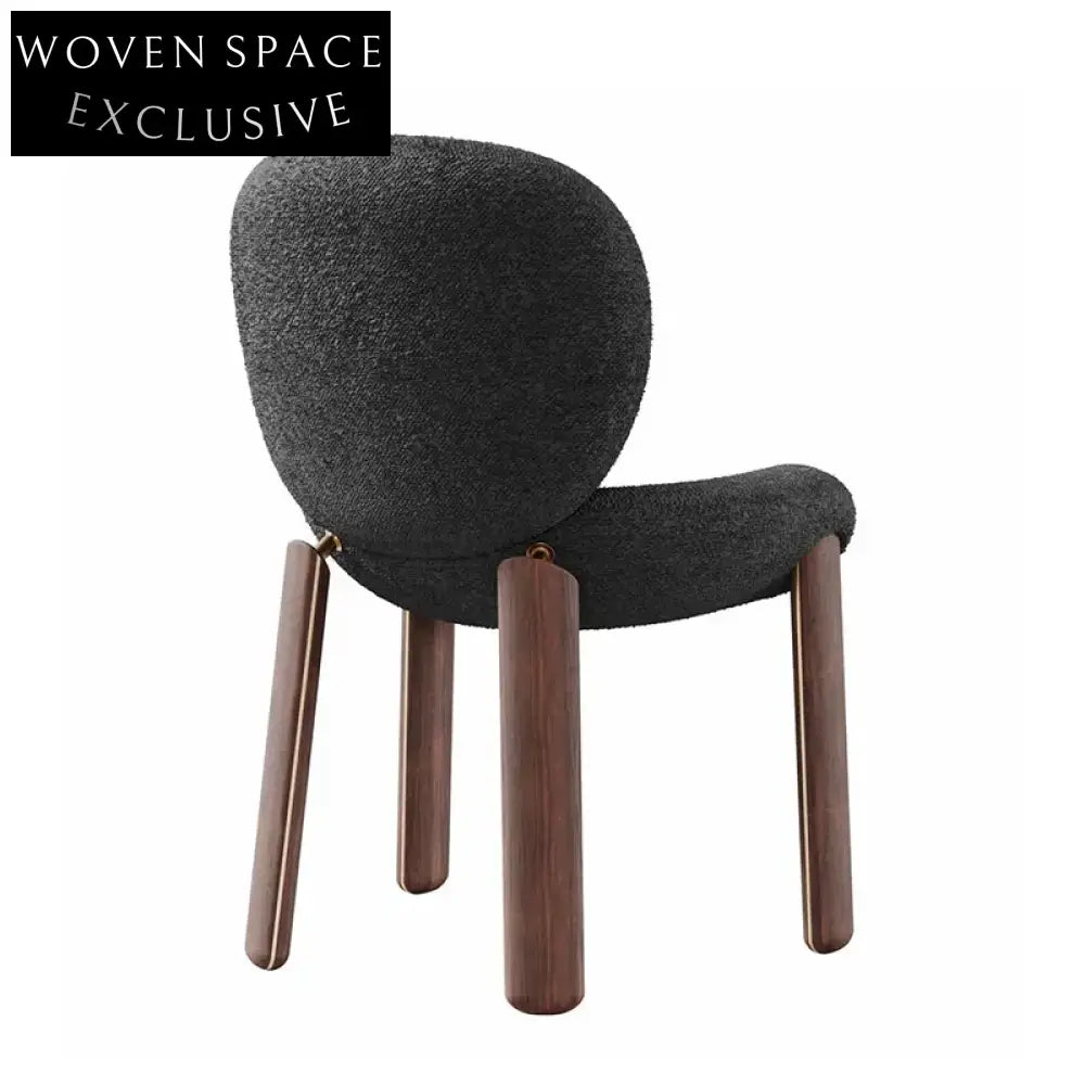 Modern Nordic Teddy Fabric Backrest Solid Ash Wood Dining Chair