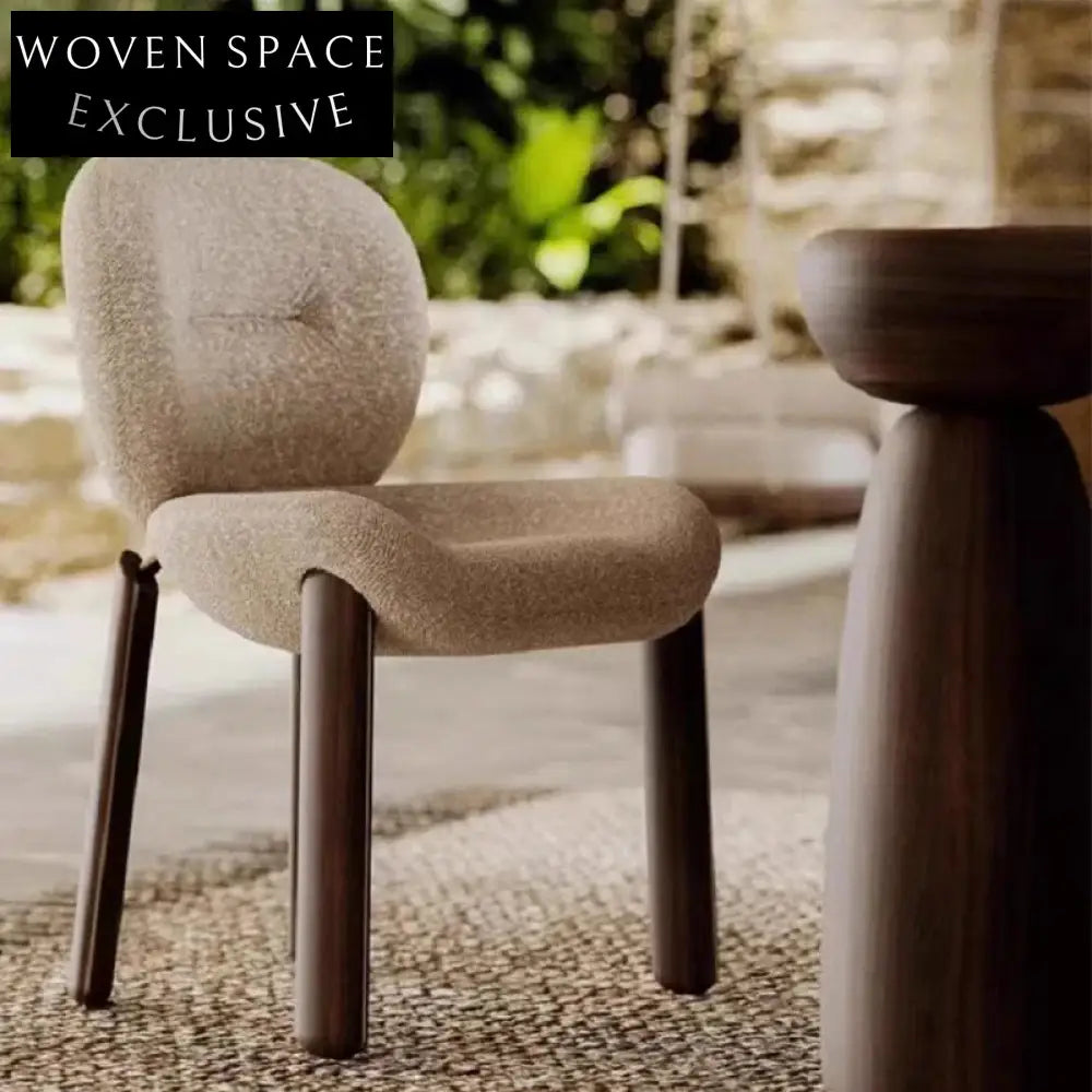 Modern Nordic Teddy Fabric Backrest Solid Ash Wood Dining Chair