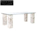 Modern Nordic Tempered Glass Dining Table with Solid Marble Legs for Home