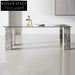 Modern Nordic Tempered Glass Dining Table with Solid Marble Legs for Home
