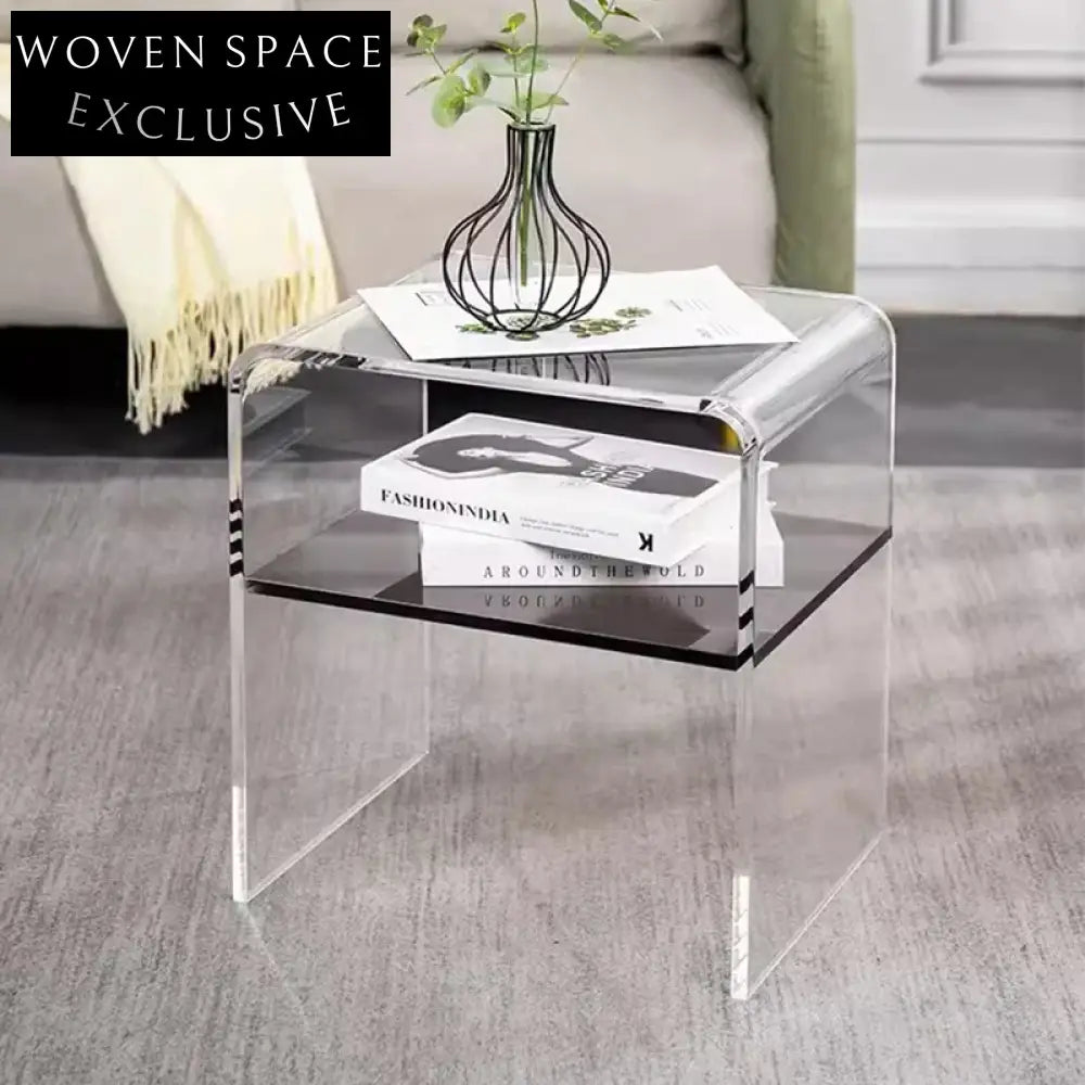 Modern Nordic Transparent Acrylic Bedside Table – Stylish Plastic Nightstand