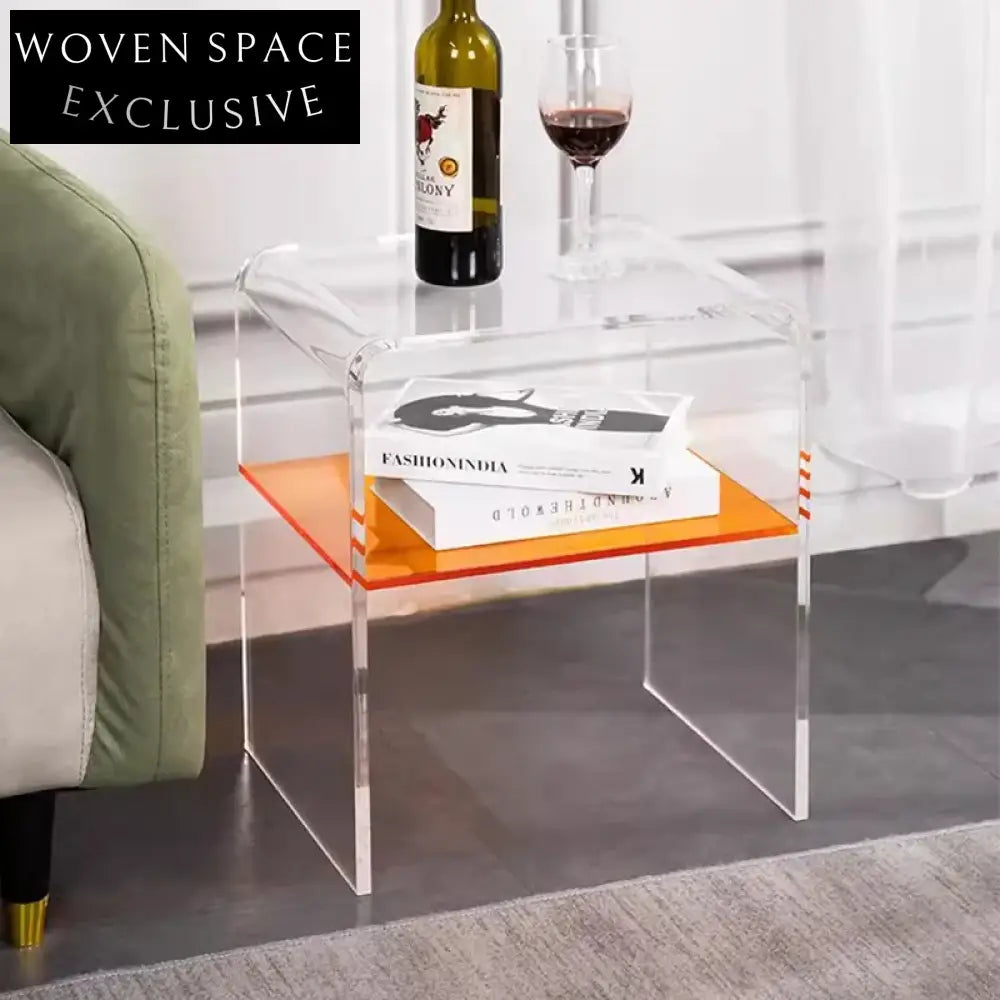 Modern Nordic Transparent Acrylic Bedside Table – Stylish Plastic Nightstand