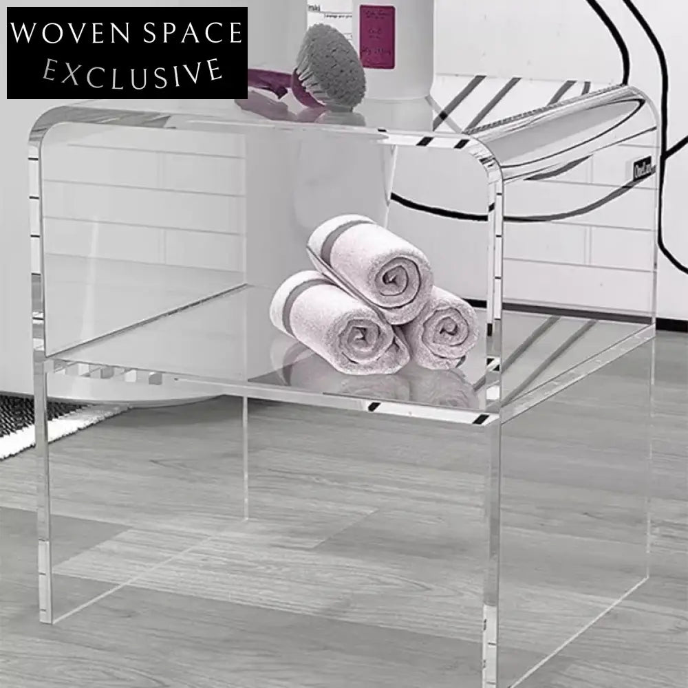 Modern Nordic Transparent Acrylic Bedside Table – Stylish Plastic Nightstand