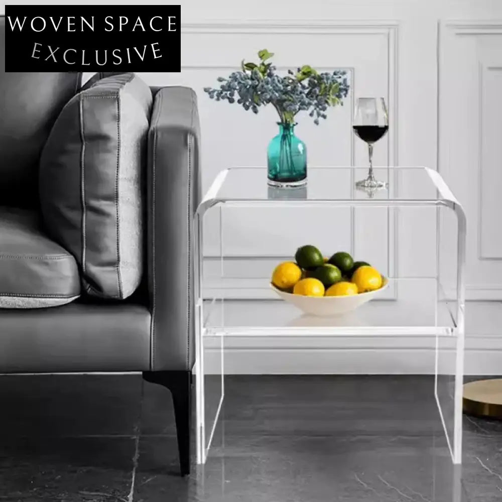 Modern Nordic Transparent Acrylic Bedside Table – Stylish Plastic Nightstand