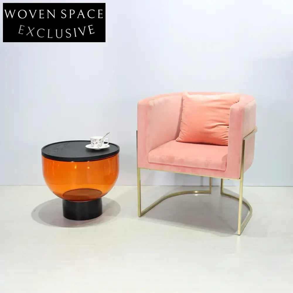 Modern Nordic Transparent Glass Round Sofa Side Table Set