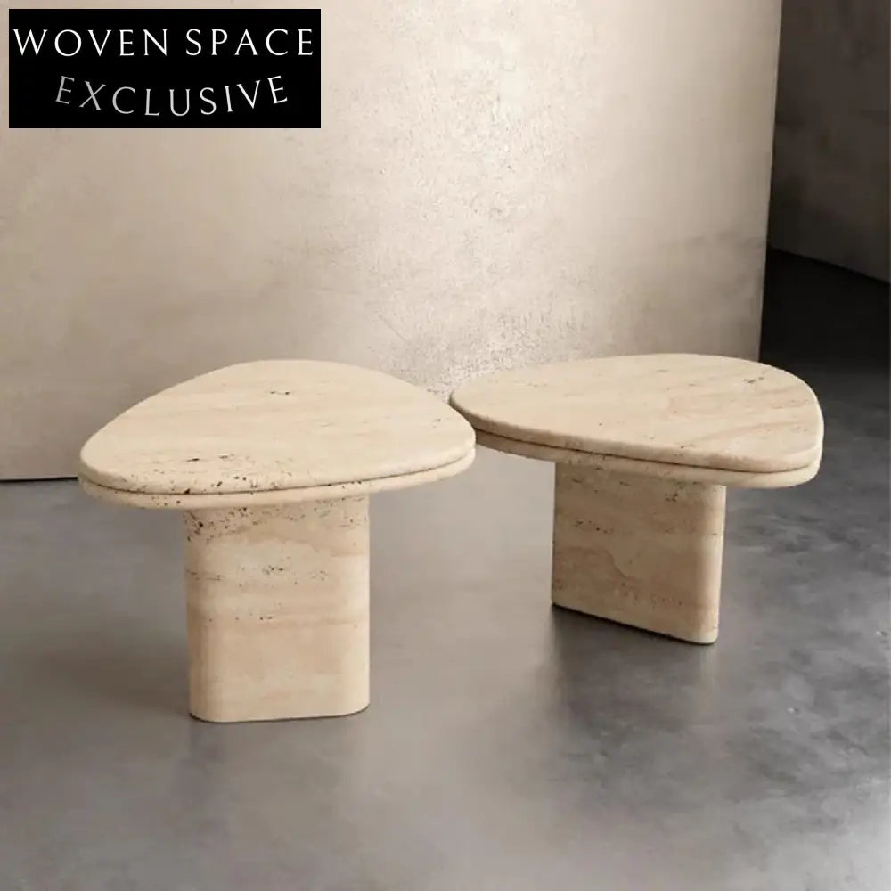 Modern Nordic Travertine Marble Round Corner Durable Living Room Coffee Table