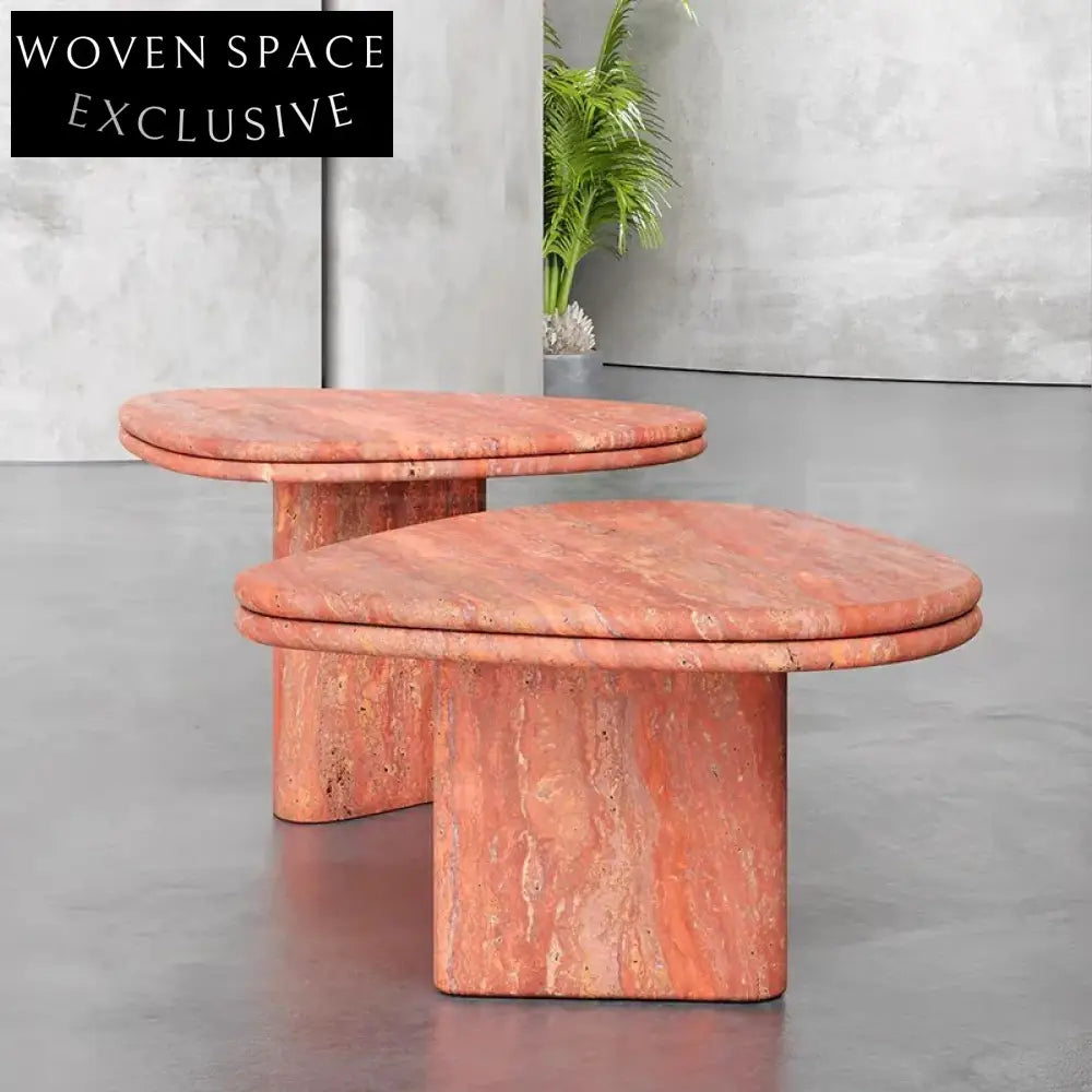 Modern Nordic Travertine Marble Round Corner Durable Living Room Coffee Table