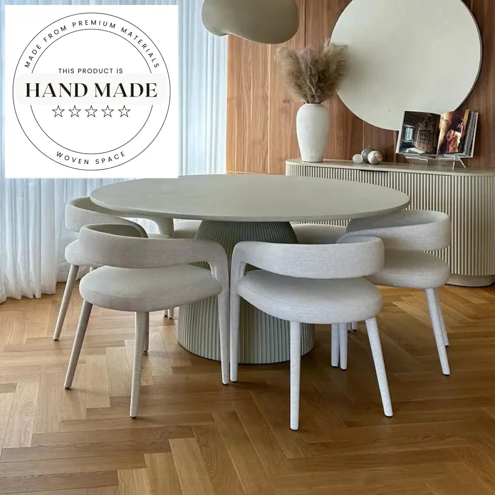 Modern Nordic Upholstered Performance Fabric Dining Armchair with Backrest