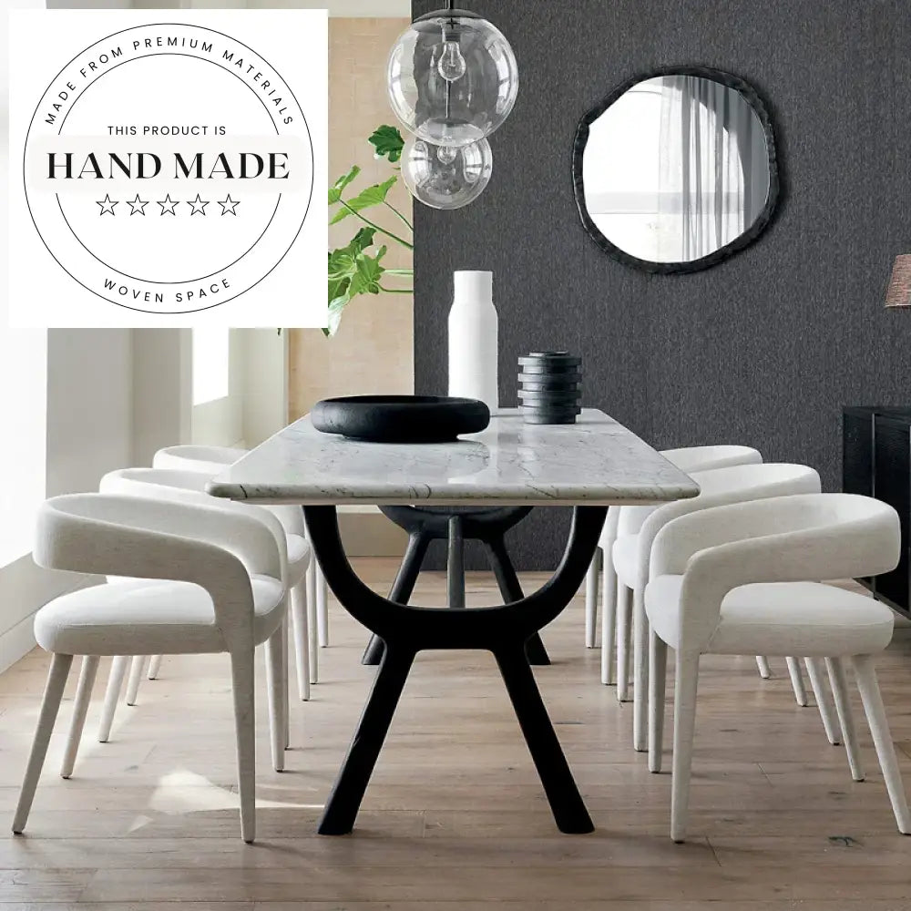 Modern Nordic Upholstered Performance Fabric Dining Armchair with Backrest