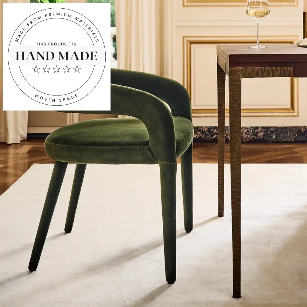 Modern Nordic Upholstered Performance Fabric Dining Armchair with Backrest