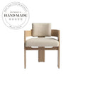 Modern Nordic Upholstered Solid Wood Dining Armchair for Hotel, Restaurant, Home