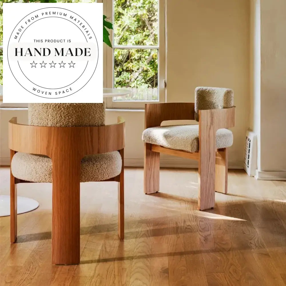 Modern Nordic Upholstered Solid Wood Dining Armchair for Hotel, Restaurant, Home