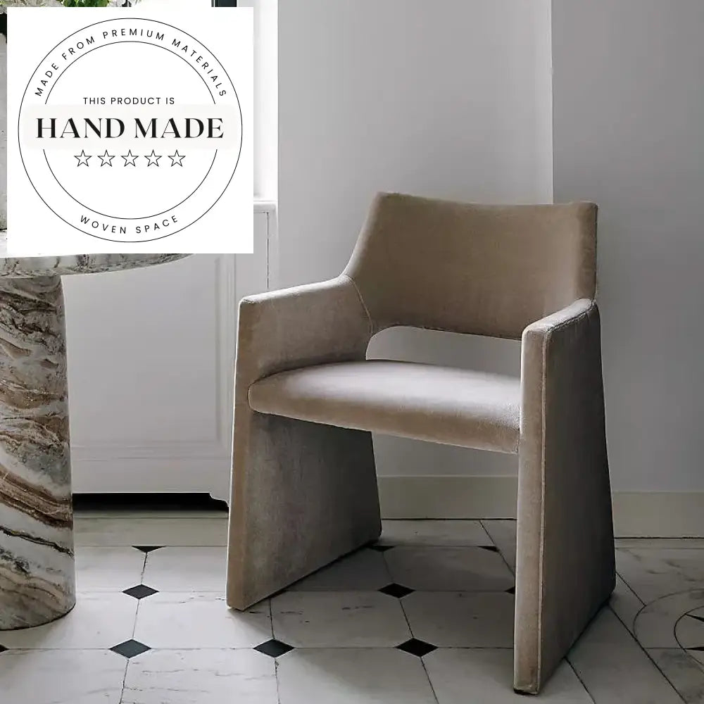 Modern Nordic Velvet Armchair with Solid Wood Legs Vanity Chair