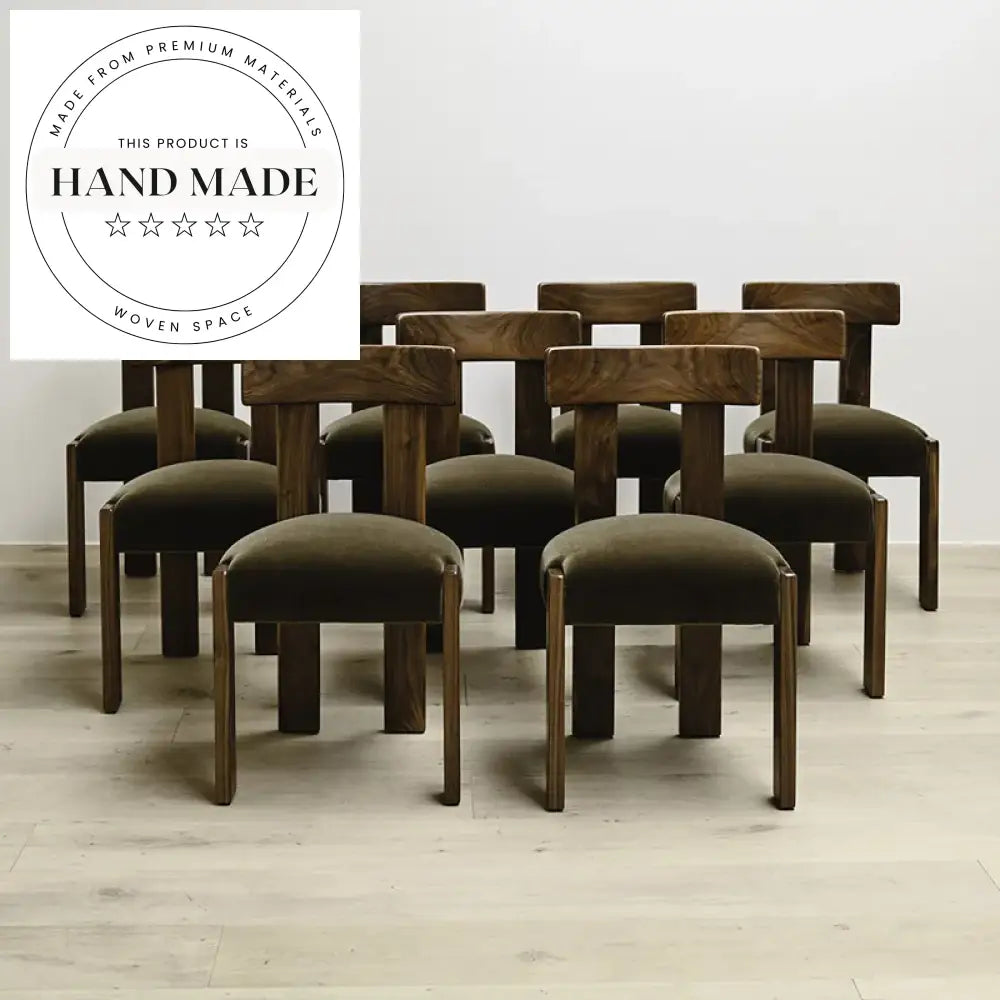 Modern Nordic Velvet Upholstered Leisure Solid Wood Frame Dining Chair