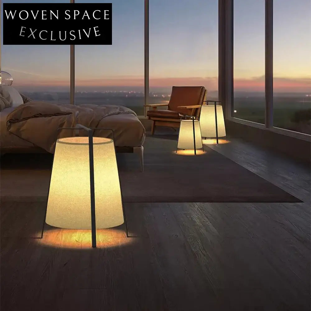 Modern Nordic Vintage Standing Metal Fabric Floor Lamp for Living Room