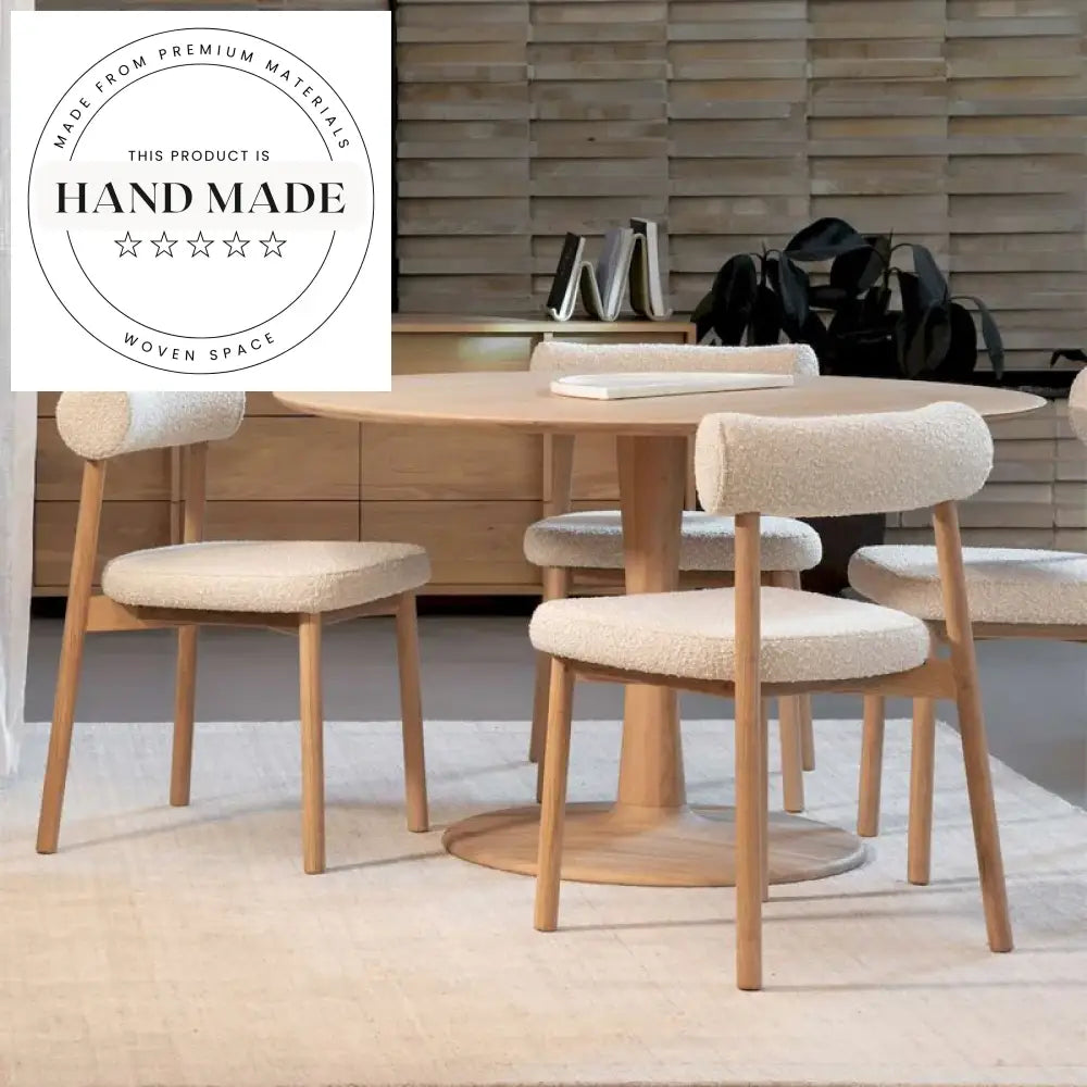 Modern Nordic White Boucle Curved Backrest Dining Chair