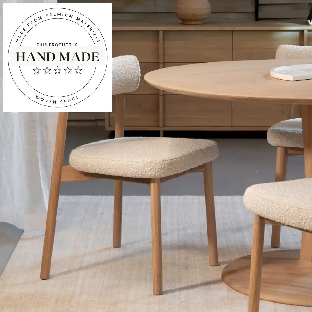 Modern Nordic White Boucle Curved Backrest Dining Chair
