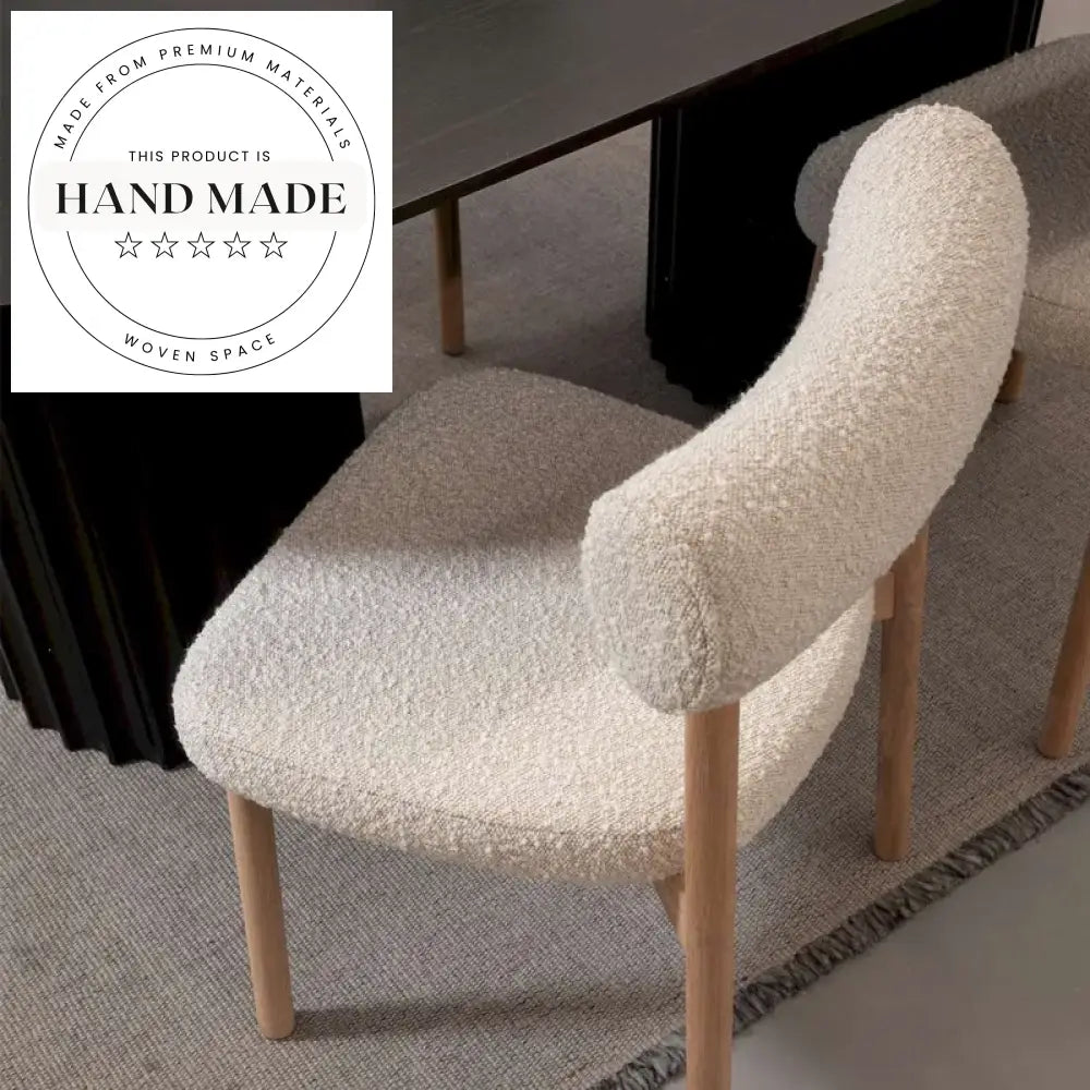 Modern Nordic White Boucle Curved Backrest Dining Chair