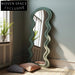 Modern Nordic White Wave Full Length Floor Mirror with Fabric Edge