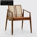 Modern Nordic Wood Rattan Leather Dining Chair for Home and Restaurant