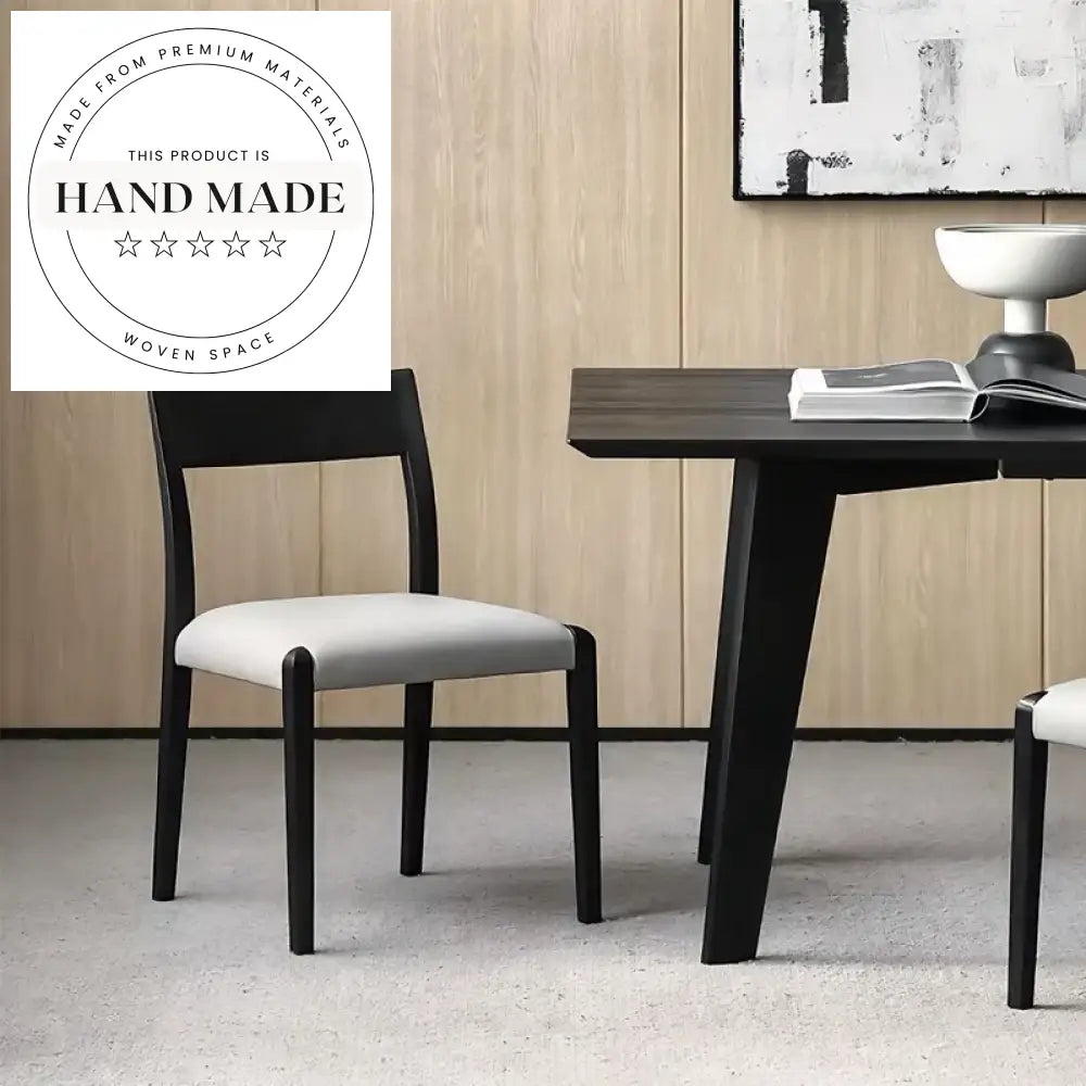 Modern Nordic Wooden Dining Chair with Rope Back and Upholstered Seat