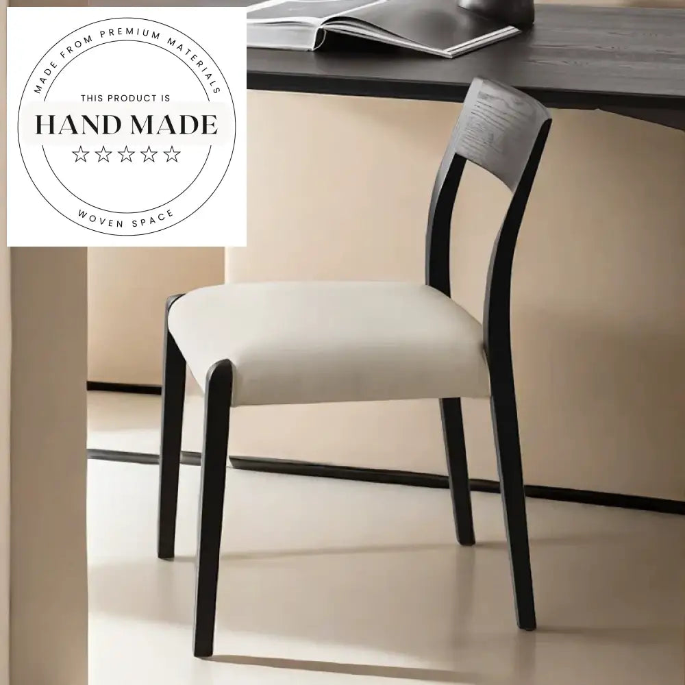 Modern Nordic Wooden Dining Chair with Rope Back and Upholstered Seat