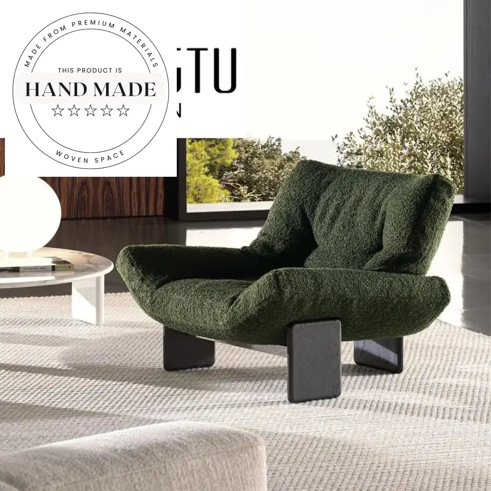 Modern Nordic Wooden Leisure Chair, Fabric Upholstered Living Room Armchair