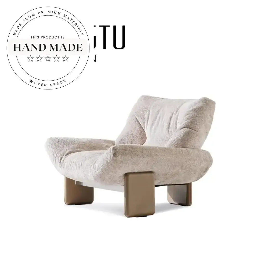 Modern Nordic Wooden Leisure Chair, Fabric Upholstered Living Room Armchair