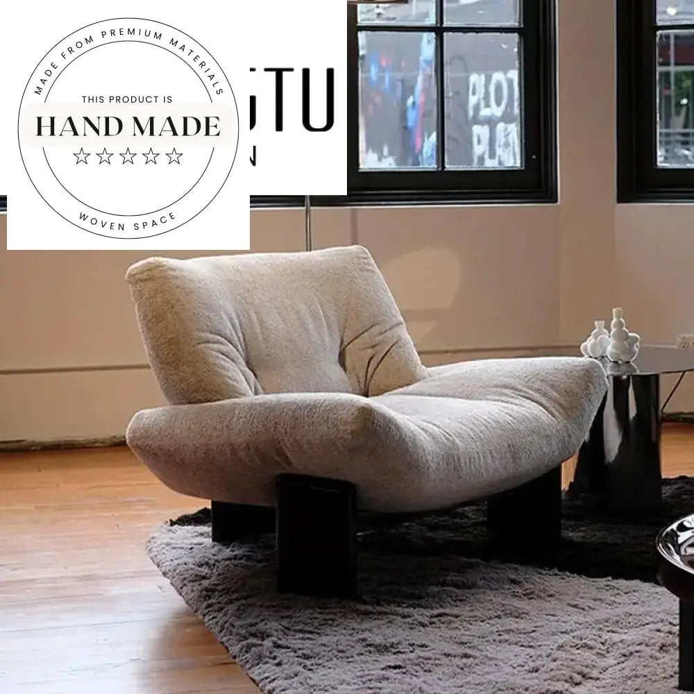 Modern Nordic Wooden Leisure Chair, Fabric Upholstered Living Room Armchair