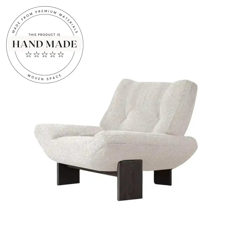 Modern Nordic Wooden Leisure Chair, Fabric Upholstered Living Room Armchair