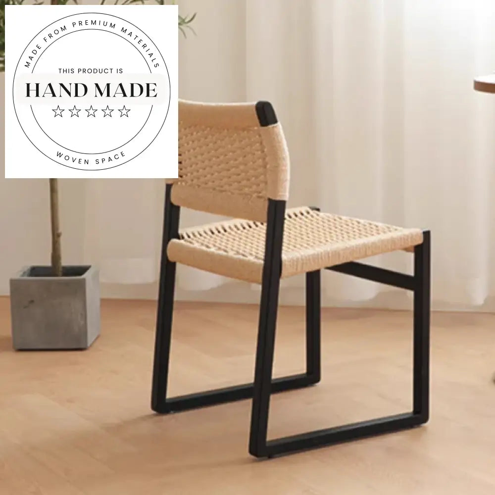 Modern Nordic Wooden Rope Kitchen Dining Chair for Home & Cafe