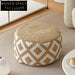 Modern Nordic Woven Rope Pouf Ottoman – Versatile Round Footstool Small Bench