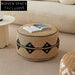 Modern Nordic Woven Rope Pouf Ottoman – Versatile Round Footstool Small Bench