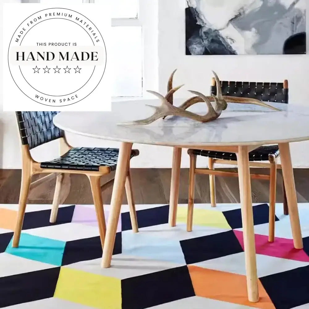 Modern Nordic Woven Saddle Leather Corsican Solid Wood Dining Chair