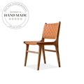 Modern Nordic Woven Saddle Leather Corsican Solid Wood Dining Chair