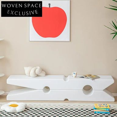 Modern Nordic Yellow Plastic Clip Shape Long Stool Bench