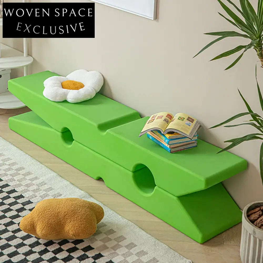Modern Nordic Yellow Plastic Clip Shape Long Stool Bench