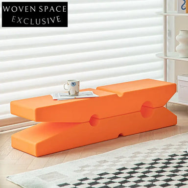 Modern Nordic Yellow Plastic Clip Shape Long Stool Bench