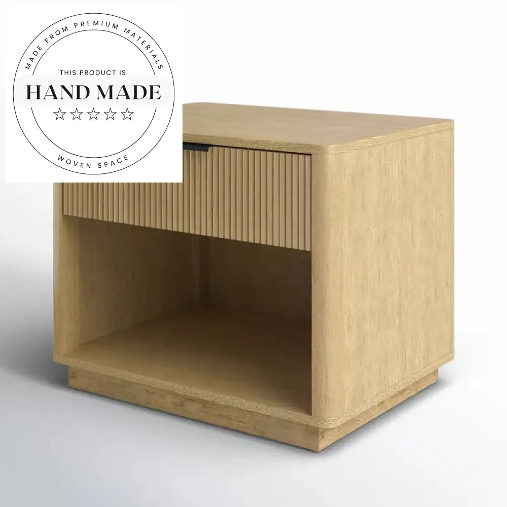 Modern Oak 1-Drawer Mirrored Finish Nordic Storage Bedside Table