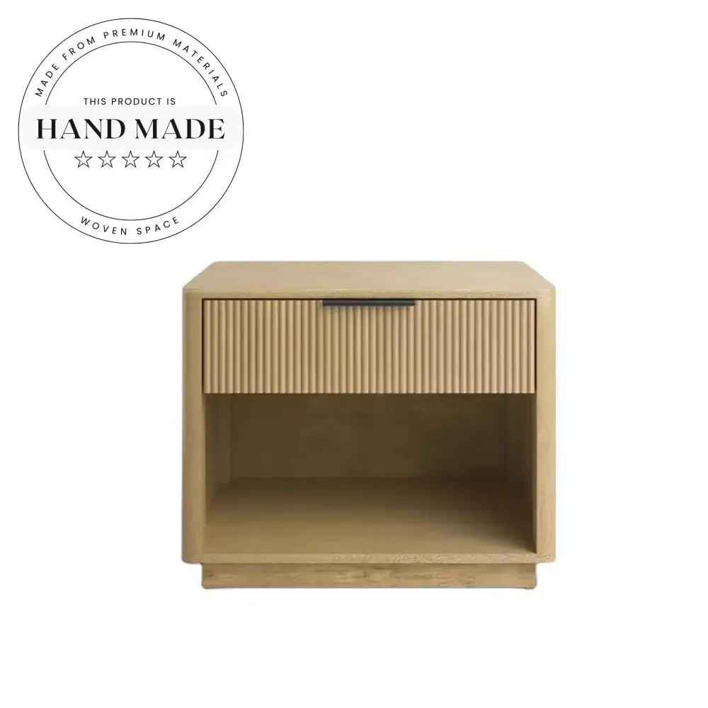 Modern Oak 1-Drawer Mirrored Finish Nordic Storage Bedside Table