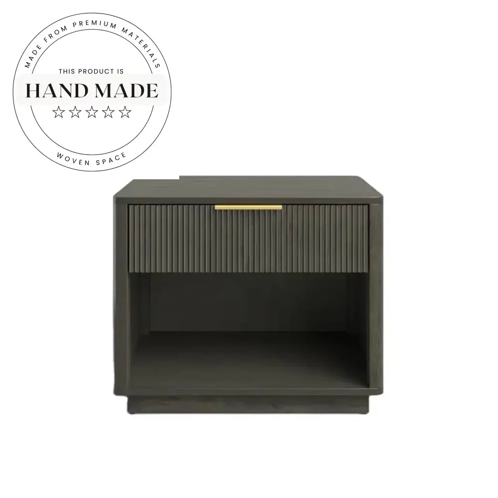 Modern Oak 1-Drawer Mirrored Finish Nordic Storage Bedside Table