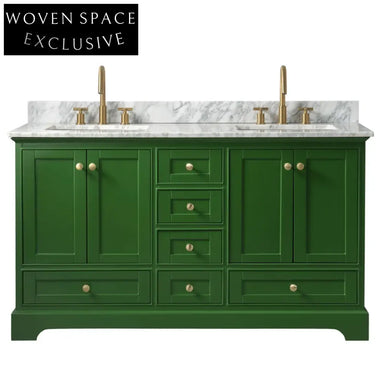 Modern Oak Solid Wood Bathroom Vanity, Marble Countertop, Under-mount Sink, Mirror Cabinet