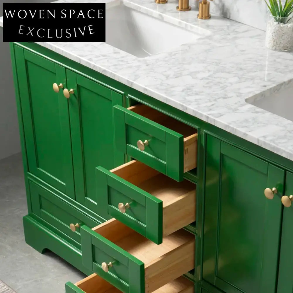 Modern Oak Solid Wood Bathroom Vanity, Marble Countertop, Under-mount Sink, Mirror Cabinet